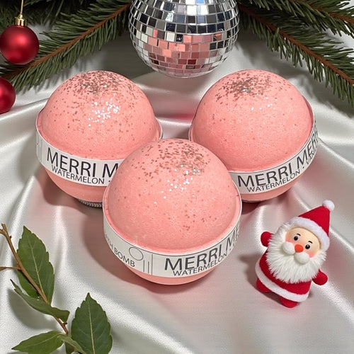 Marry Christmas Watermelon Vanilla Large Bath Bomb - 8oz